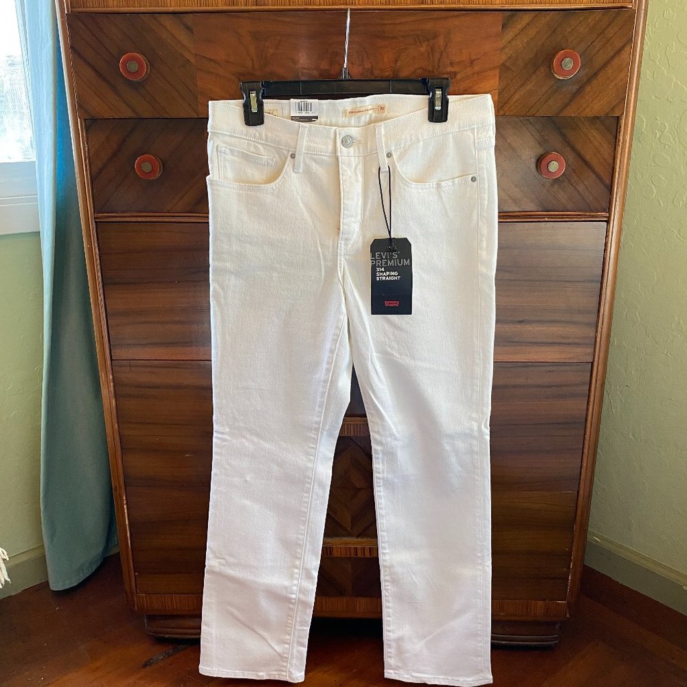 Levi's 314 Shaping Straight white denim jeans